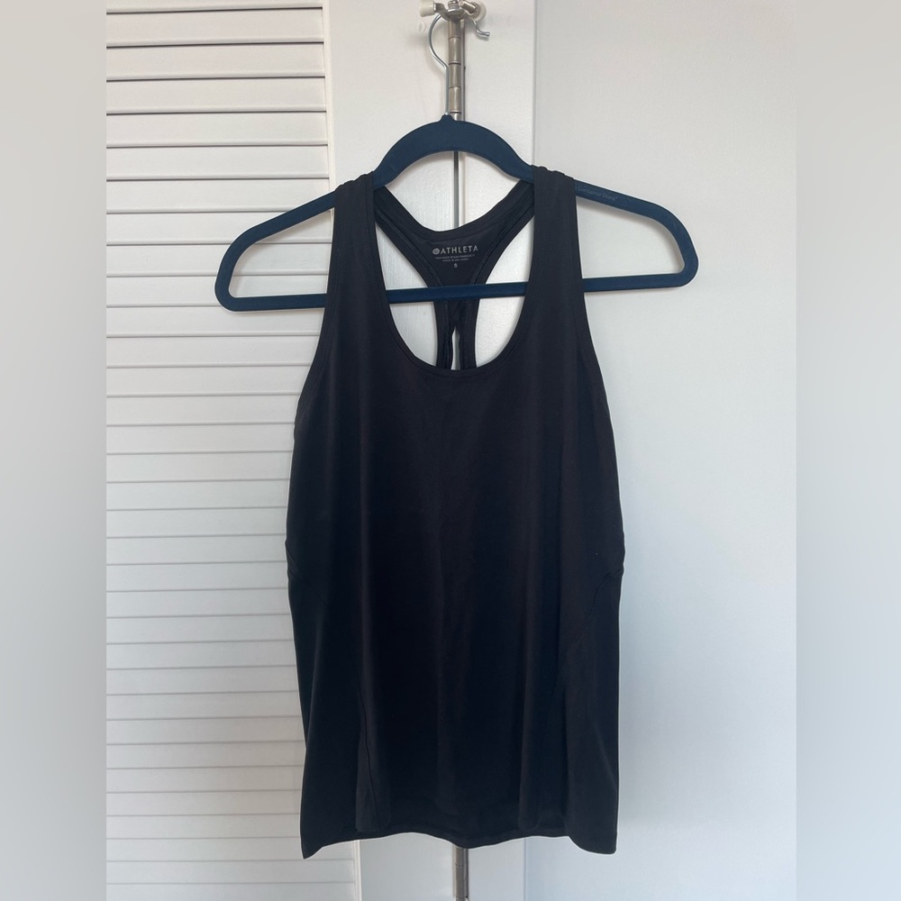 Athleta Black Tank Top with back cut out size S.